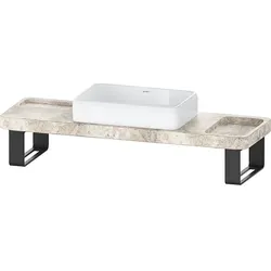 Duravit Collection One Waschtisch-Konsolen-Set D4800800 140x45x90cm, mit Konsole, Konsolenträger, grauer Travertin poliert