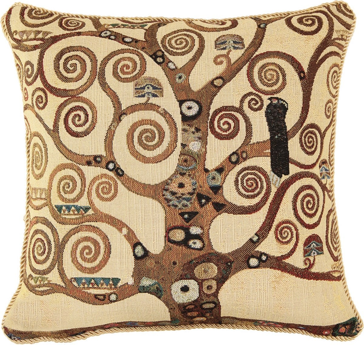Signare Kussenhoes van luxe Gobelinstof met Gustav Klimt Tree of Life Kunst, 45 cm
