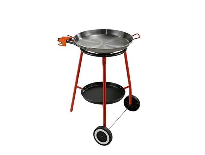 Kit für Paella, Komplett-Set ;r ;che im Freien, besonders geeignet ;r die Zubereitung . Das Kit enthält: Gaskocher mit Gasversorgung (LPG) mit Zwei Brennern (unabhängig), Fuß aus Stahl lackiert mit drei ßen, Pfanne aus Eisen