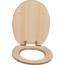 sanicomfort WC Sitz Maple matt lackiert , MDF Holzkern, mit Absenkautomatik, Toilettensitz mit Klodecken, Klobrille und Deckel, verchromte Metallscharniere, einfache Montage