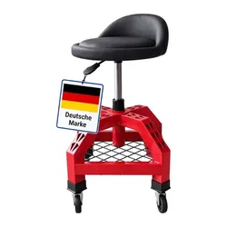 Relaxdays Werkstatthocker höhenverstellbar Lehne Rot,Schwarz