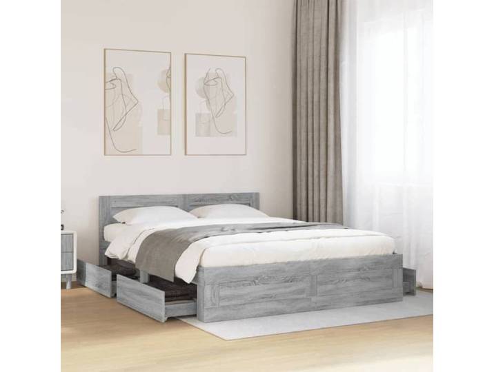 SALE 2025 Structure/Cadre de lit et tête de lit - Lit 2 personnes - sonoma gris - 160x200 cm 55.4 Kg 7281