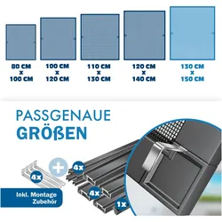 Kesser, Fliegengitter, Fliegenschutzgitter für Fenster mit Aluminium Rahmen (130 x 150 cm)