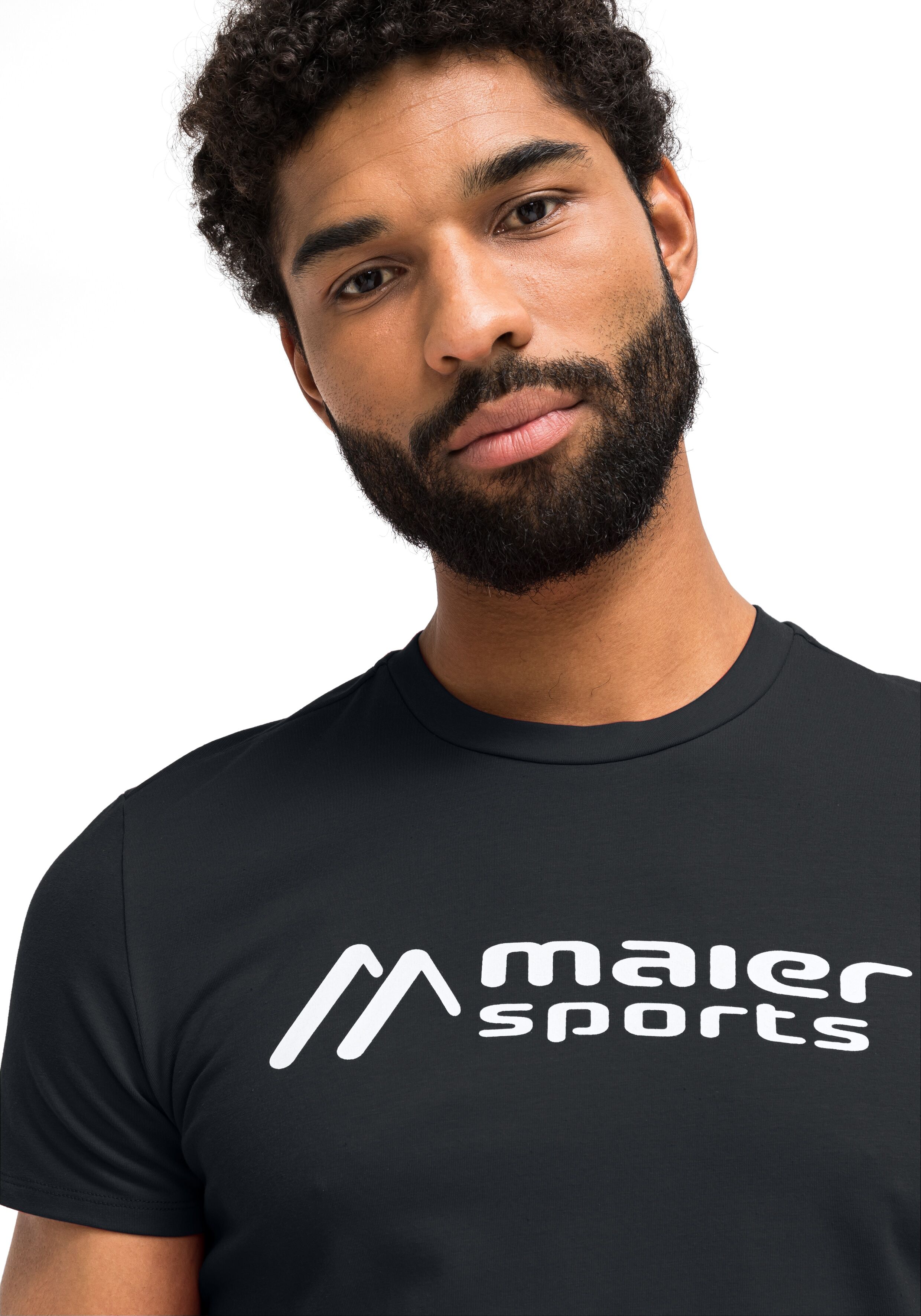 Funktionsshirt MAIER SPORTS "MS Tee M", Herren, Gr. 62, schwarz, 90% Baumwolle, 10% Elasthan, Rundhals, Shirts Funktionsshirt, Vielseitiges Rundhalsshirt aus elastischem Material schwarz 62