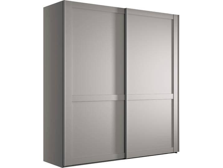 Schwebetürenschrank WIEMANN Göteborg , grau (kieselgrau, dekor), B:197,3cm H:220cm T:67cm, Holzwerkstoff, Schränke, Schwebetürenschrank, Querriegel und Griffleisten im Korpusfarbton