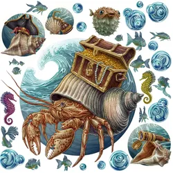 WANDAUFKLEBER 80x87cm - Die Unterwasserwelt der Krabbe