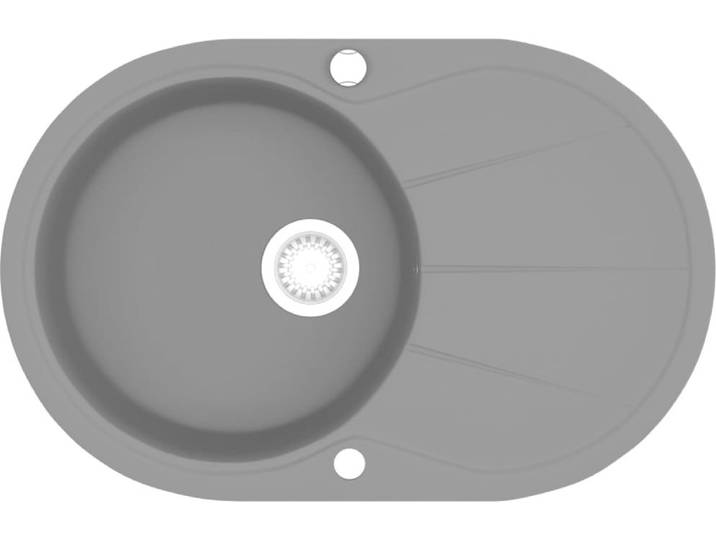 vidaXL Évier en granit simple bassin ovale gris