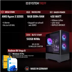 Systemtreff Multimedia PC G264063 (500 GB, 16 GB, AMD Ryzen 3 30), PC, Schwarz