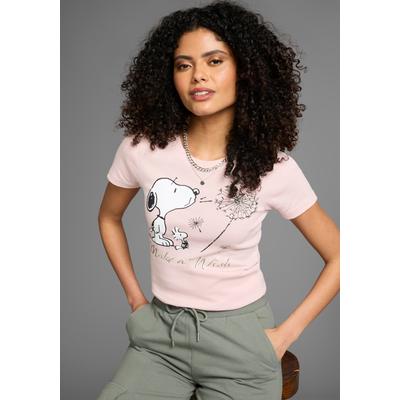Kurzarmshirt KANGAROOS, Damen, Gr. 48/50, rosa, Rippware, Obermaterial: 100% Baumwolle, bedruckt, meliert, metallic, Basic hüftbedeckend, Rundhals, Shirts, sehr figurbetonte Passform, bedruckte, melierte und metallic Optik