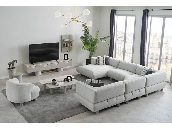 JVmoebel Ecksofa Komplettes Wohnzimmer Set Designer Ecksofa Polstersessel Lowboard, 5 Teile, Made in Europa