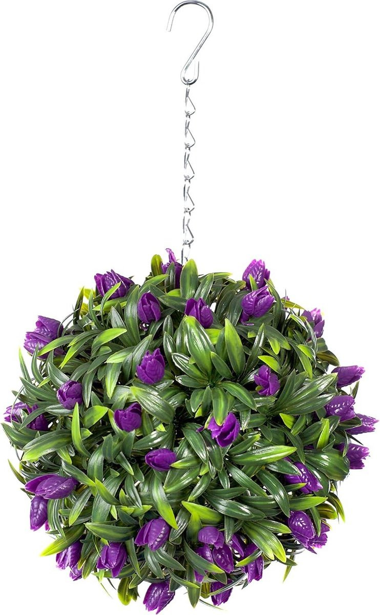 Kunstmatige Paarse Tulip Bloem Bal Topiary Decoratie 24cm