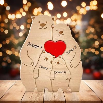 Uplift Picks Personalized Wooden Bear Family Puzzle Celebrates Love With Custom Names Beautifully 4 Bears