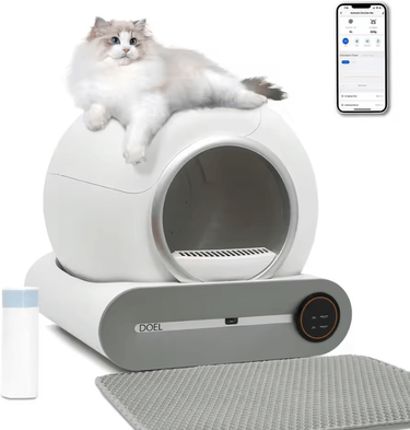 Inspire Curations DOEL Smart Self Cleaning Cat Litter Box With App Control white