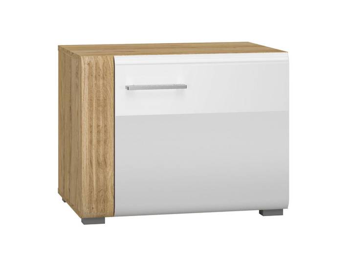 Feldmann-Wohnen Lowboarderweiterung Adagio weiß Hochglanz / Eiche castello 60 / 42 / 47cm, Braun, Braun, Rechteckig, 60x47x42 cm, Wohnzimmer, TV Möbel, Lowboards, Lowboards stehend