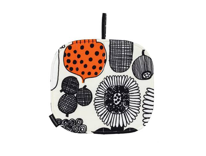 Marimekko Puutarhurin Parhaat pannenlap White-black-orange