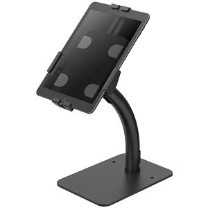 Neomounts Tablet-Halterung DS15-625BL1, schwarz, für Tisch, universal, Bohrbefestigung, mit Standfuß und Schwanenhals
