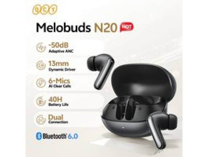 QCY Melobuds N20 BH25HT20A Draadloze Bluetooth 6.0 Oortelefoon -50dB Adaptieve ANC 13mm Drivers Headsets 6 Microfoons HD Gesprekken Oordopjes 40 uur