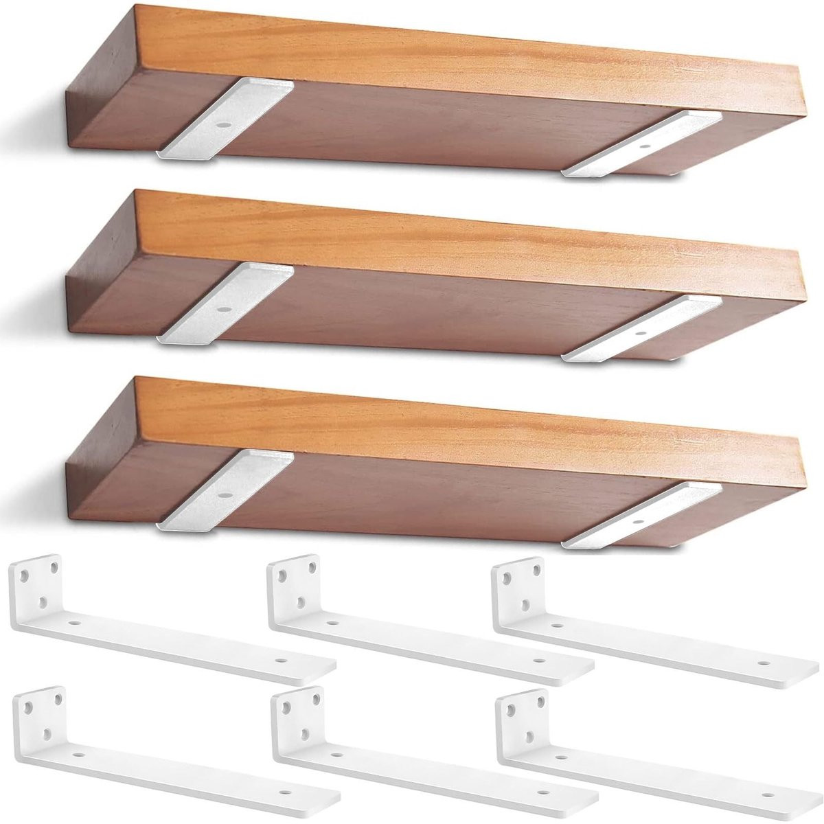 Omgoods Set van 6 Zwarte Wandplank Steunen, 30cm voor DIY Open Planken