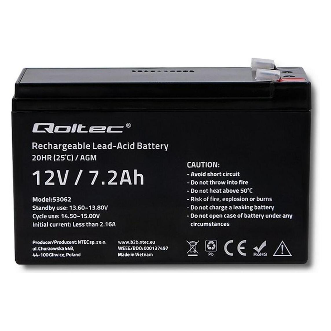 Qoltec 53062 USV-Batterie Plombierte Bleisäure (VRLA) 7,2 Ah (53062)