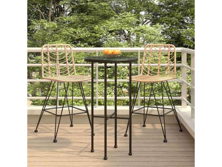 HPUYRFG Barhocker 2 STK. 45x56x103,5 cm PE-Rattan Stahl UV-beständig, Stahlrahmen, Fußkappen, Thekenhocker, Montageanleitung, Garten Balkon Terrasse