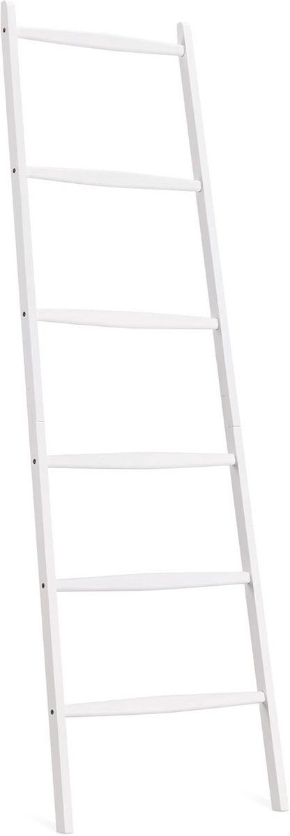 Multifunctionele bamboe handdoekenladder met 6 treden voor badkamer en slaapkamer - Wit