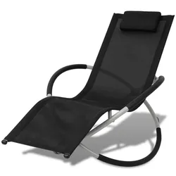 Helloshop26 - Sonnenliege Deckstuhl Sonnenbett Gartenbett Terrassenmöbel geometrische Gartenmöbel schwarzer und grauer Stahl 02_0012778