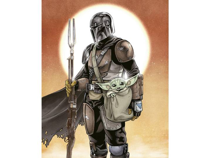 Star Wars Fototapete THE Mandalorian AND Grogu, Mehrfarbig, Cartoon, 200x250 cm, Tapeten & Wandverkleidungen, Fototapeten