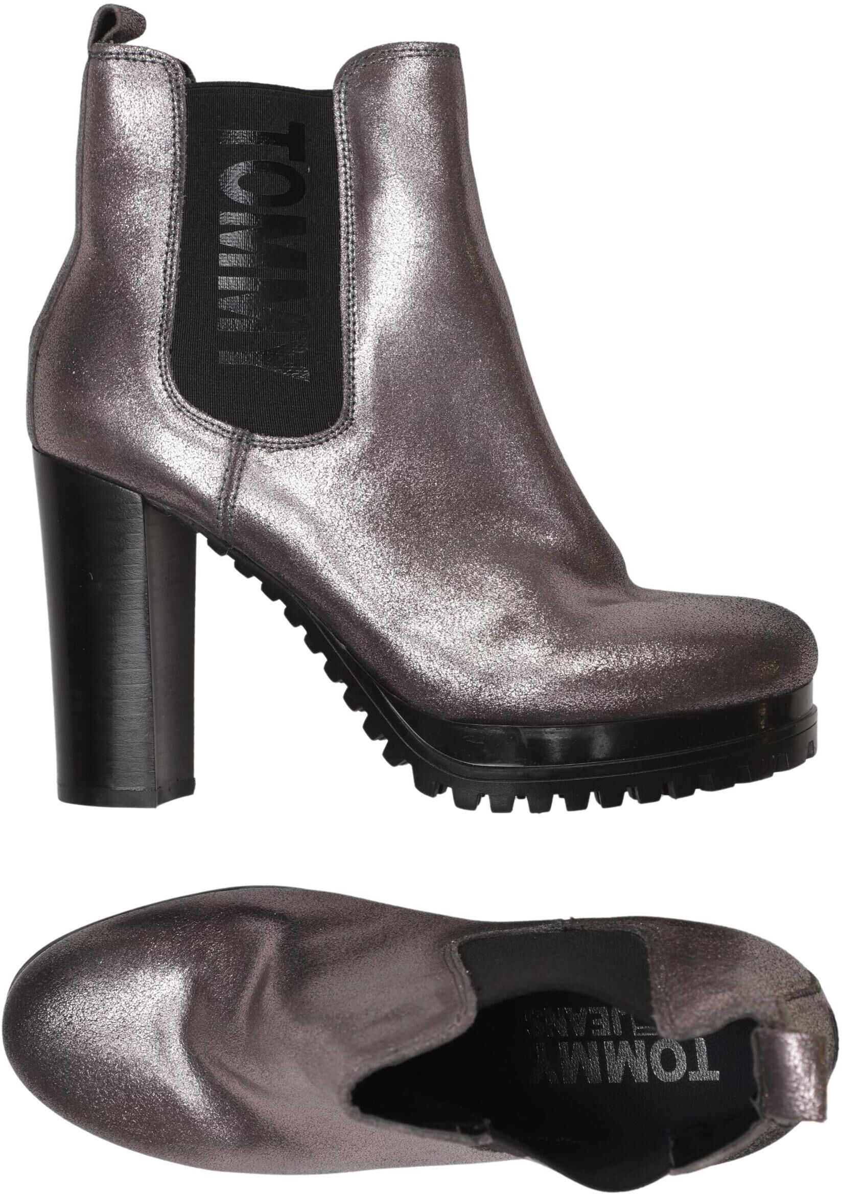 Tommy Jeans Damen Stiefelette, Silber, Gr. EU 38, Leder - Second Hand