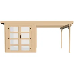 Weka Gartenhaus 321 mit 230 cm Anbau - 19 mm-Gartenhaus 321 mit Anbau 230 cm Gr. 3 (484 x 250 cm) - 50 % Rabatt auf Dacheindeckung
