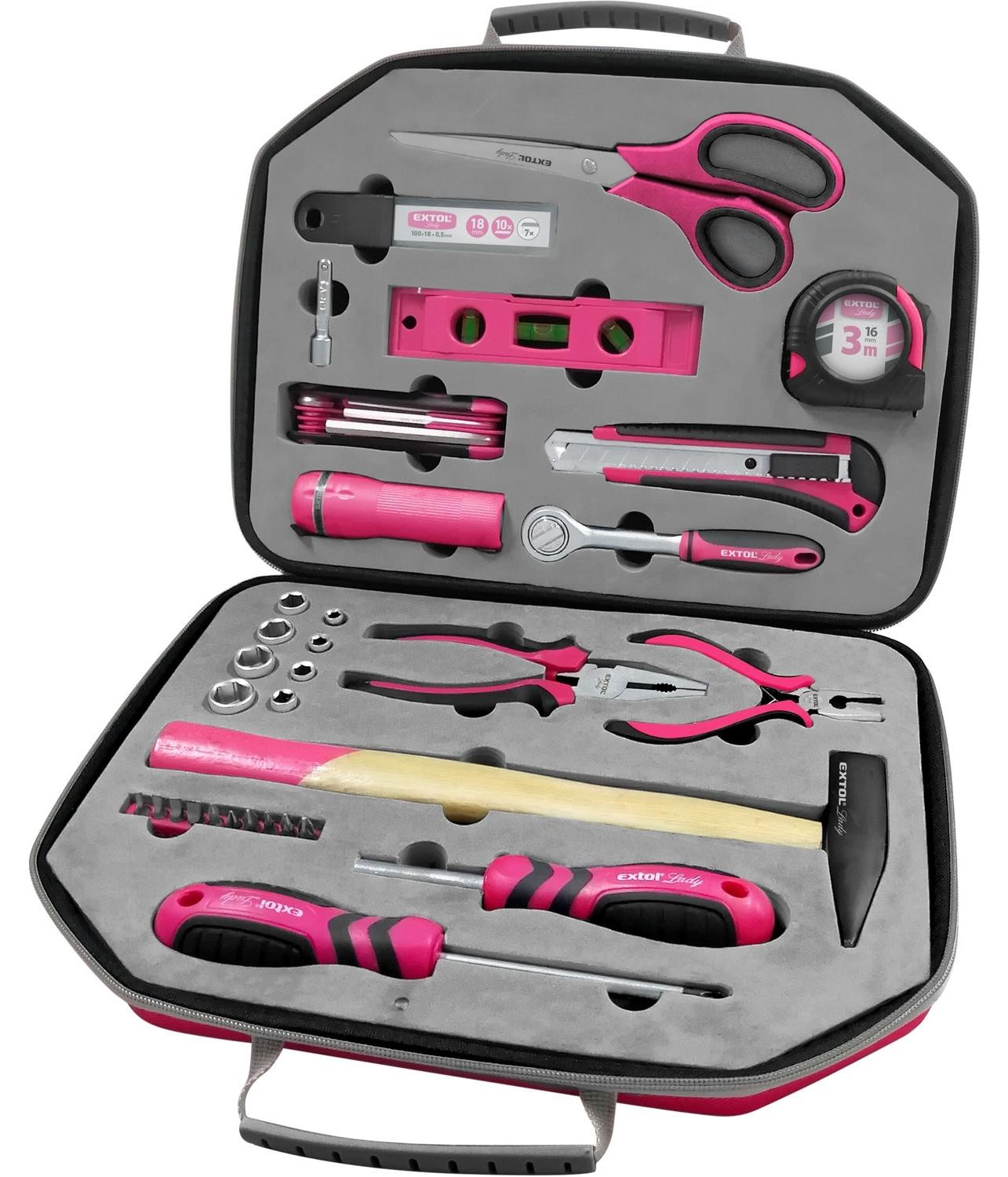 Extol Lady Gereedschapsset 6590 met 47 stuks van CrV materiaal voor 1/4 inch aansluiting