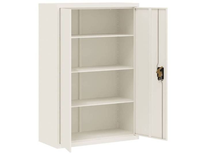 Blanc Meuble de bureau Cabinet de Bureau Grand espace blanc 90x40x140 cm acier N1058