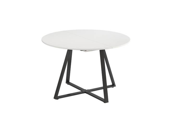 Vicco Esstisch Loyd, Weiß/Schwarz, 120-160 x 120 cm ausziehbar, Weiß, Schwarz, Rund, 120x75.8x120 cm, Esszimmer, Esstische
