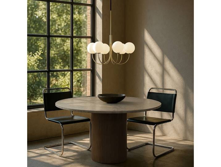 Lustre BALLON, couleur laiton, Ø 60 cm, à 6 lampes - Herstal - Salon / séjour - Design - Métal - Multi-ampoules