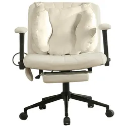 MODFU Bürostuhl aus Stoff in Beige, drehbar, mit Rollen, bis 150 kg
