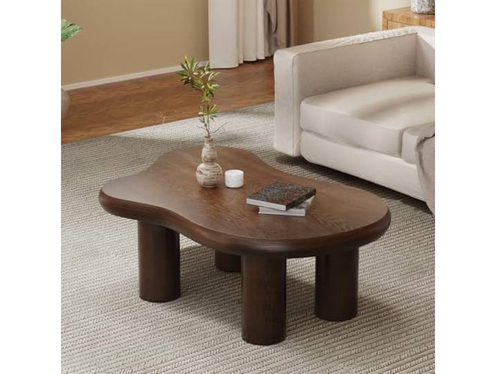 46 Moderner unregelmäßiger Cloud-Couchtisch mit 4 Beinen Cloud Couchtisch Bauernhaus Mittelstück Akzent Teetisch für Wohnzimmer Wohnung Einfache Montage