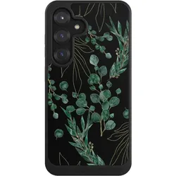 Nivocase Hülle für Samsung Galaxy S25 Handyhülle NIVOcore Case Schwarz Blätter Natur Eukalyptus (Samsung Galaxy S25), Smartphone Hülle, Schwarz