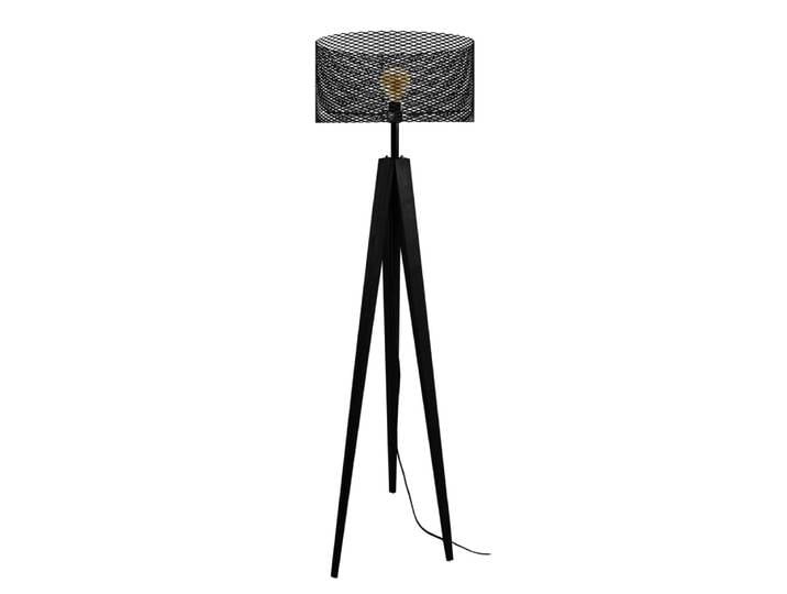 Lampadaire bois abat-jour métal noir