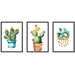 POSTER Set Mit 3 Pflanzen Kaktus A3 Rahmenlos