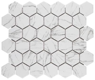 "Merola Tile Flo 2"" Hex White 11-1/8"" x 12-5/8"" Porcelain Mosaic Floor and Wall Tile"