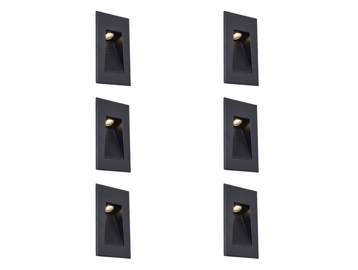 Lot de 6 appliques murales encastrables modernes noires 7cm LED