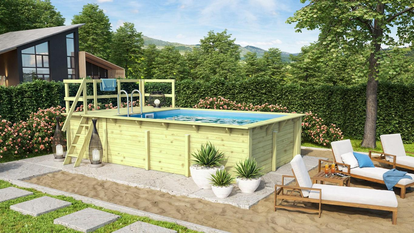 KARIBUHOLZT Pool Rechteck 44mm Größe 2 KDI Terrasse A 350x440cm 16905370