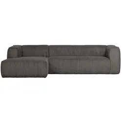 Ecksofa Bean Cordbezug, modernes Design links, grau, weiche Polsterung für 3-4 Personen