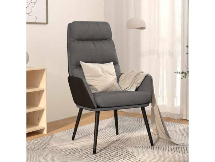 HEFZGDB Relaxsessel Hellgrau Stoff mit Metallgestell - Dick gepolsterter Sessel für optimalen Sitzkomfort, bezogen mit Kunstleder und Stoff, robuste Wohnzimmer Sitzgelegenheit
