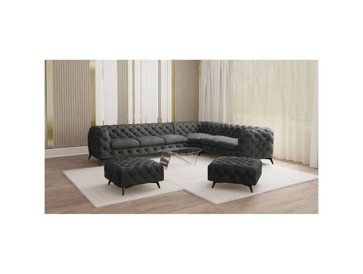Repose-pieds I 80cm Gris Velours Ravi: Anthracite