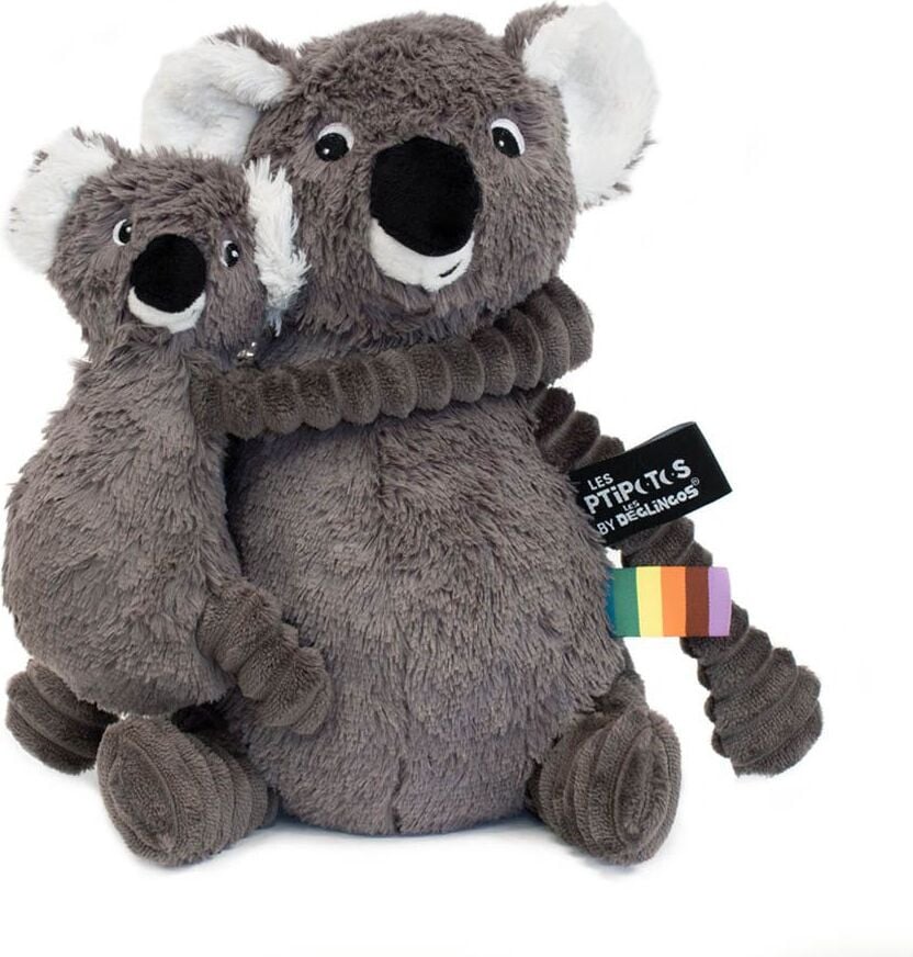 Les Deglingos grijze knuffelbeer met baby