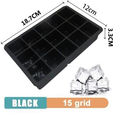 Uplift Picks Large Silicone Ice Cube Tray Giant Square Ice Mold For Drinks black 15 Grids
