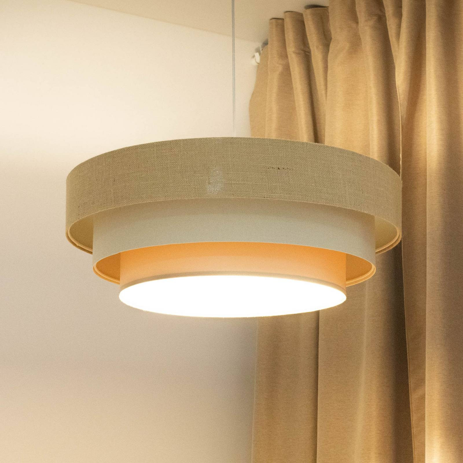 Maco Design Boho Hanglamp, Beige, Rattan en Textiel, Dimbaar, E27