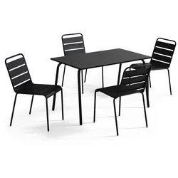 Oviala Business Metall-Gartentisch-Stuhl mit 4 Schwarz