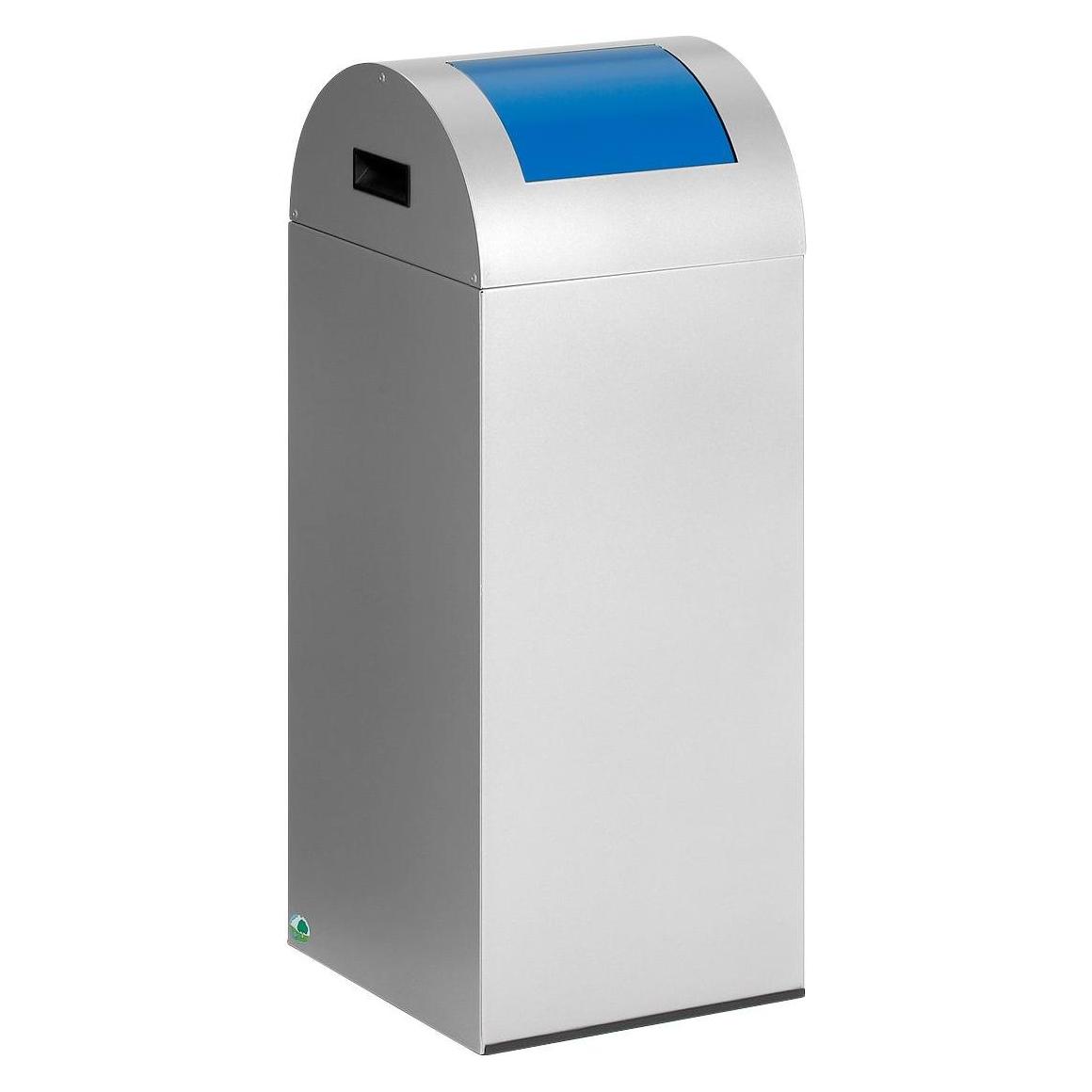 VAR Selbstlöschende Wertstoffsammler, 60 l, 320x800x320mm, silber, Klappe blau (60 l) (21011)