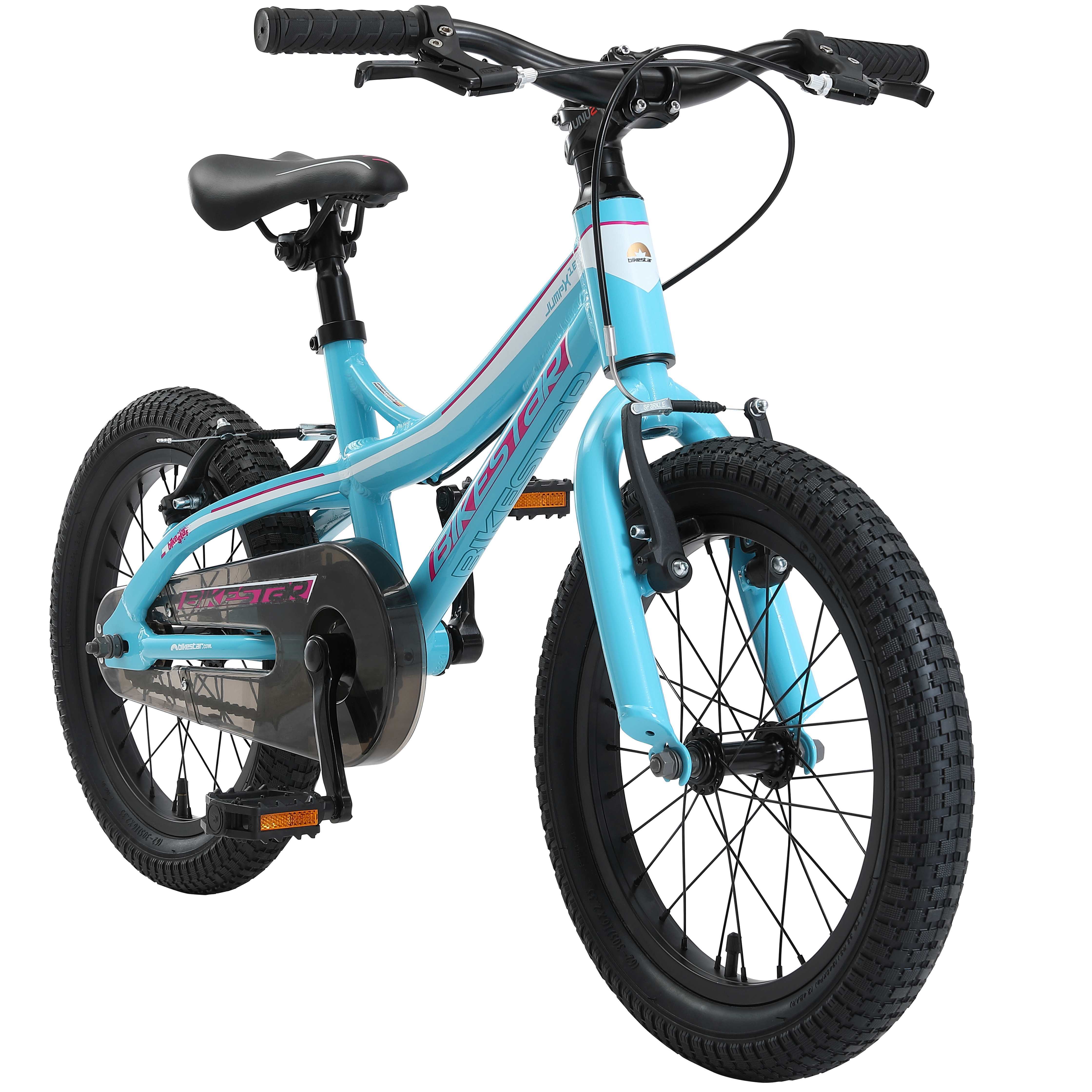BIKESTAR Kinder Fahrrad MTB ab 4 Jahre | 16 Zoll Alu Mountainbike Kinderrad | Türkis & Weiß